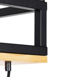 Suspension industrielle noire avec bois 5 lumières - Shelf