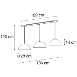 Suspension industrielle noire avec or 3 lumières - Magnax