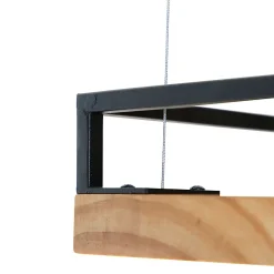 Suspension industrielle noire avec bois 4 lumières - Shelf