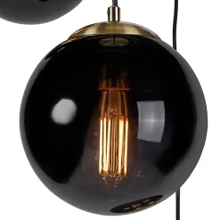 Suspension intelligente en laiton avec verre noir 3 lumières WiFi ST64 inclus - Pallon
