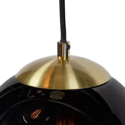 Suspension intelligente en laiton avec verre noir 3 lumières WiFi ST64 inclus - Pallon