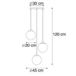 Suspension intelligente en laiton avec 3 WiFi ST64 avec verre bleu - Pallon