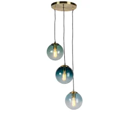 Suspension intelligente en laiton avec 3 WiFi ST64 avec verre bleu - Pallon