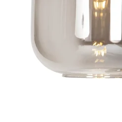 Suspension intelligente noire avec verre fumé 3 lumières incl. Wifi A60 - Zuzanna