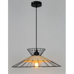 Suspension intérieure Led métal et rotin - Sampa Helios - Manille