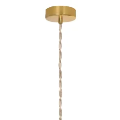 Suspension Jean en verre ondulé et monture dorée vieillie