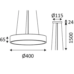 Suspension JUNE 2 P Indigo - 30W - 3 CCT - Dimmable - Noir mat