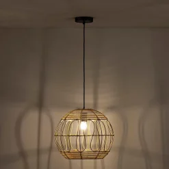 Suspension Kaede en rotin naturel, diamètre 39 cm