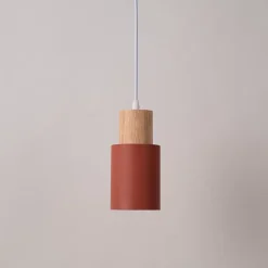 Suspension KIRA en Métal Marron et Bois Style Scandinave et Moderne E27