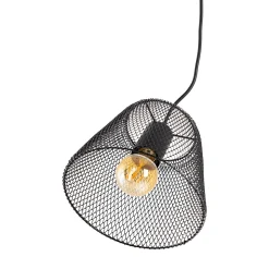 Suspension 'KORIE', lampe à suspension en métal noir, avec douille E27, D: 20cm, pour le salon et le bureau.