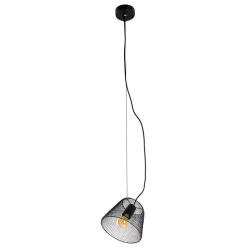 Suspension 'KORIE', lampe à suspension en métal noir, avec douille E27, D: 20cm, pour le salon et le bureau.