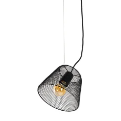 Suspension 'KORIE', lampe à suspension en métal noir, avec douille E27, D: 20cm, pour le salon et le bureau.