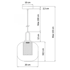 Suspension lanterne verre transparent et laiton - Carmina