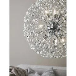 Suspension Led style baroque métal chromé et cristal 50 cm - Markslöjd - Bolid