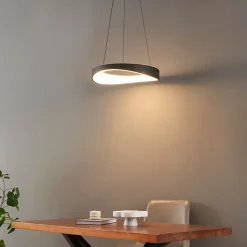 Suspension LED anneau noir minimaliste 52 cm - Belina