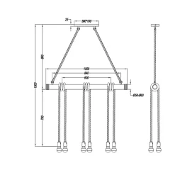 Suspension Led bambou sisal 6 lampes culot E27 - Trio - Wilma