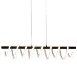 Suspension LED BELLEZA moderne métal et plastique noir et blanc LEDs fixes long 100cm salon salle à manger cuisine