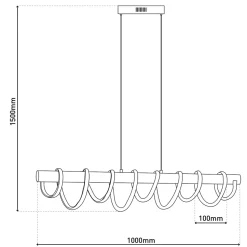 Suspension LED BELLEZA moderne métal et plastique noir et blanc LEDs fixes long 100cm salon salle à manger cuisine