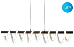 Suspension LED BELLEZA moderne métal et plastique noir et blanc LEDs fixes long 100cm salon salle à manger cuisine