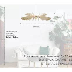 Suspension Led bois 80 cm - Atelier Loupiote - Aurora