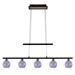 Suspension LED BRASS metal noir verre noir LED fixes pour salon salle à manger ou bureau 90 cm