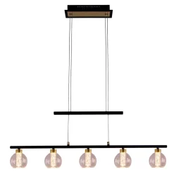 Suspension LED BRASS metal noir verre noir LED fixes pour salon salle à manger ou bureau 90 cm