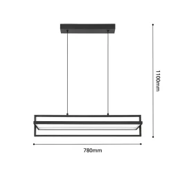 Suspension LED intégrée Siberia IP20 4500lm 34W L.78 x l.16 x H.110 cm Eglo noir dimmable
