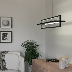 Suspension LED intégrée Siberia IP20 4500lm 34W L.78 x l.16 x H.110 cm Eglo noir dimmable