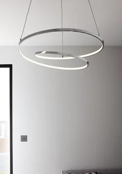 Suspension LED intégrée variable Pegmati 2400lm 3 9W IP20 GoodHome argent