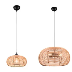 Suspension Led métal et rotin culot E27 - Trio - Inga