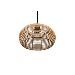 Suspension Led métal et rotin culot E27 - Trio - Inga