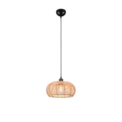 Suspension Led métal et rotin culot E27 - Trio - Inga