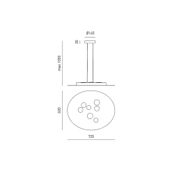 Suspension LED ronde Luna en métal gris tourterelle 72,5x60cm, 10 lumières GX53 max 10x8W, double émission, ampoules exclues
