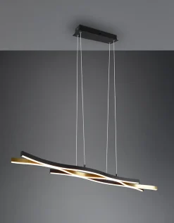 Suspension LED 35W, 4300 lm, réglable, 2300+3000+4000K, laiton mat et noir mat - Trio - Blaze