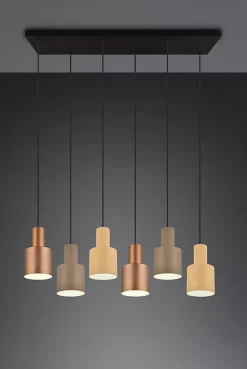 Suspension LED 6xE27, max. 40W Multicouleur, Taupe - Trio - Agudo