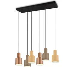 Suspension LED 6xE27, max. 40W Multicouleur, Taupe - Trio - Agudo
