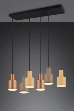 Suspension LED 6xE27, max. 40W Multicouleur, Taupe - Trio - Agudo