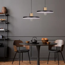 Suspension Livingstone IP20 Ø38 x H.12 cm Lussiol métal noir