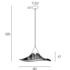 Suspension Lizzie E27 60W IP20 ⌀60xH.125cm noir et laiton Corep