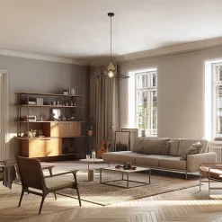 Suspension Lizzie E27 60W IP20 ⌀60xH.125cm noir et laiton Corep