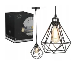 Suspension Loft Alambra Largo E27 lampe suspendue en acier et plastique noir Cage: 20x23, IP20, 230V style industriel EDO777193
