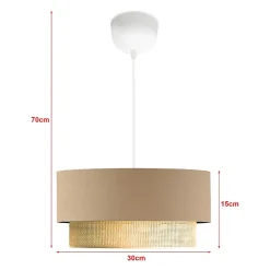 Suspension Loughborough E27 hauteur 70 cm beige jaune lux.pro