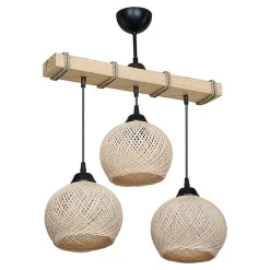 Suspension Luminaire Plafonnier Fiona É27 Crème-Naturel 50x20x63cm Design Élégant