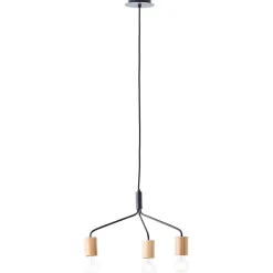 Suspension lumineuse Elyna 3 lumières E27 A60 40W IP20 bambou noir mat Brilliant