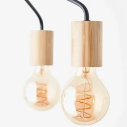 Suspension lumineuse Elyna 3 lumières E27 A60 40W IP20 bambou noir mat Brilliant