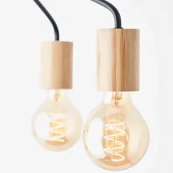 Suspension lumineuse Elyna 3 lumières E27 A60 40W IP20 bambou noir mat Brilliant