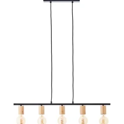 Suspension lumineuse Kerry variable E27 A60 40W IP20 bambou noir mat Brillant