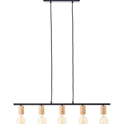Suspension lumineuse Kerry variable E27 A60 40W IP20 bambou noir mat Brillant
