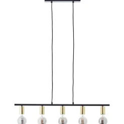 Suspension lumineuse Kerry 5 lumières E27 A60 40W IP20 laiton noir mat Brilliant