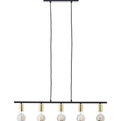 Suspension lumineuse Kerry 5 lumières E27 A60 40W IP20 laiton noir mat Brilliant